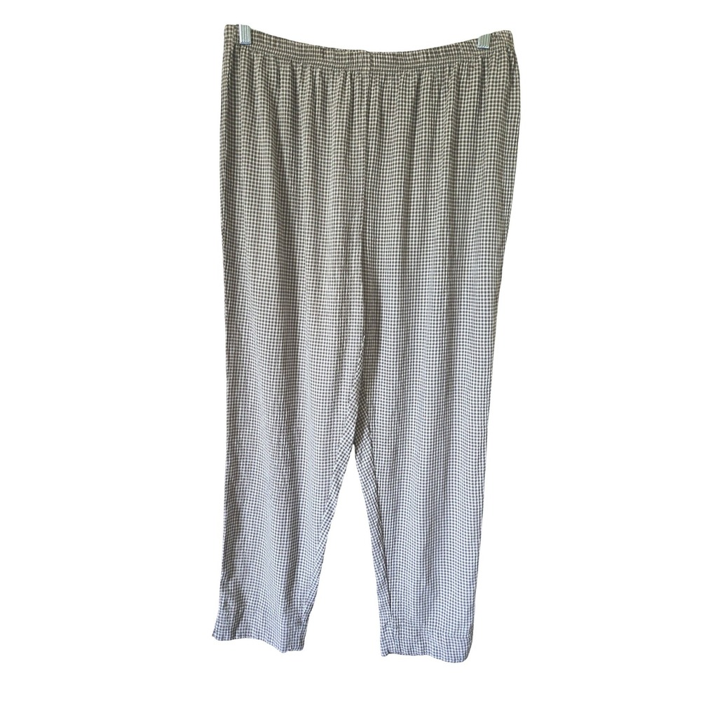 Cut Loose Womens XL Gingham Check Elastic Waist Tapered Pants Coastal Beachy